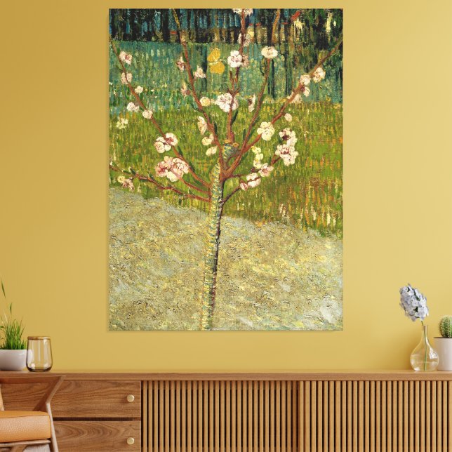 Vincent van Gogh - Mandelträd i blomning Canvastryck (Insitu (Vardagsrum))