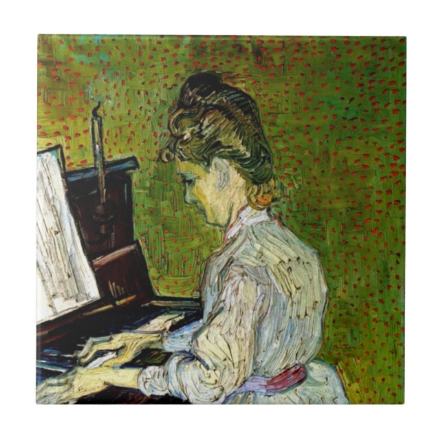 Vincent Van Gogh - Marguerite Gachet på Piano Kakelplatta (Framsidan)