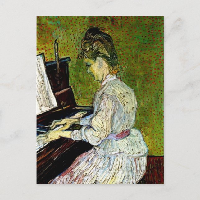 Vincent Van Gogh - Marguerite Gachet på Piano Vykort (Framsida)