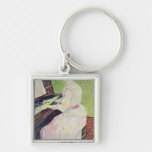 Vincent Van Gogh Marguerite Gachet på pianot Fyrkantig Silverfärgad Nyckelring