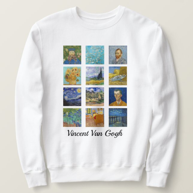 Vincent Van Gogh - mästerdelarna Grid Lång Ärmad Tröja (Design framsida)