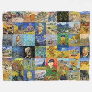 Vincent van Gogh - mästerverk Mosaic Patchwork Fleecefilt