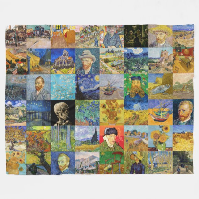 Vincent van Gogh - mästerverk Mosaic Patchwork Fleecefilt (Framsidan (Horisontell))