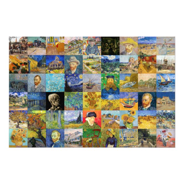 Vincent van Gogh - mästerverk Mosaic Patchwork Fototryck (Framsidan)