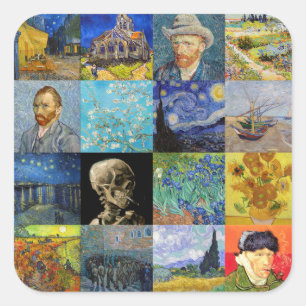 Vincent van Gogh - mästerverk Mosaic Patchwork Fyrkantigt Klistermärke