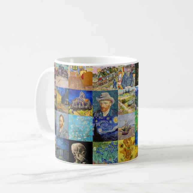 Vincent van Gogh - mästerverk Mosaic Patchwork Kaffemugg (Framsida vänster)
