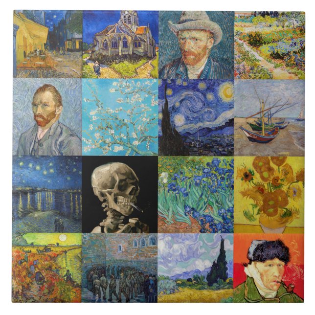 Vincent van Gogh - mästerverk Mosaic Patchwork Kakelplatta (Framsidan)