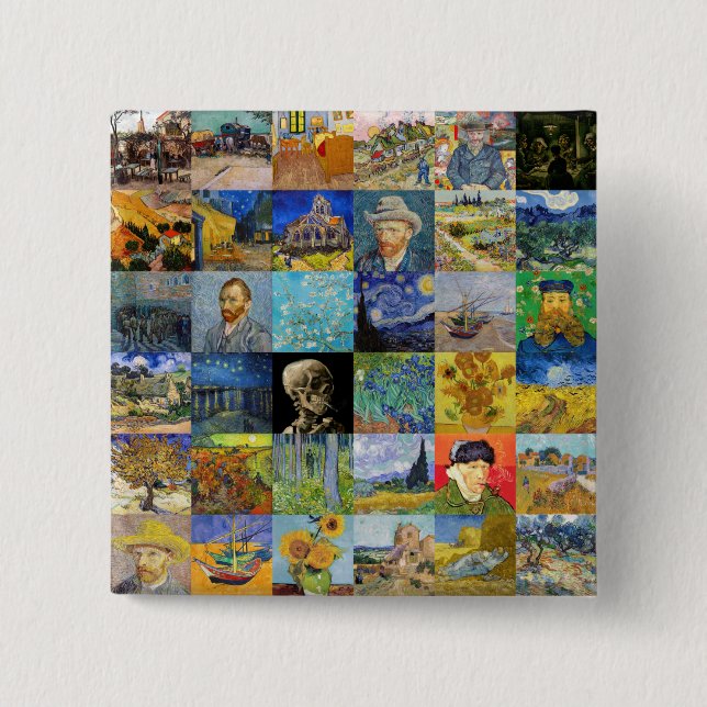 Vincent van Gogh - mästerverk Mosaic Patchwork Knapp (Framsida)