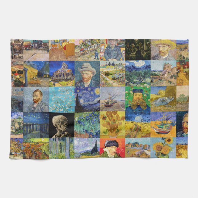 Vincent van Gogh - mästerverk Mosaic Patchwork Kökshandduk (Horisontell)