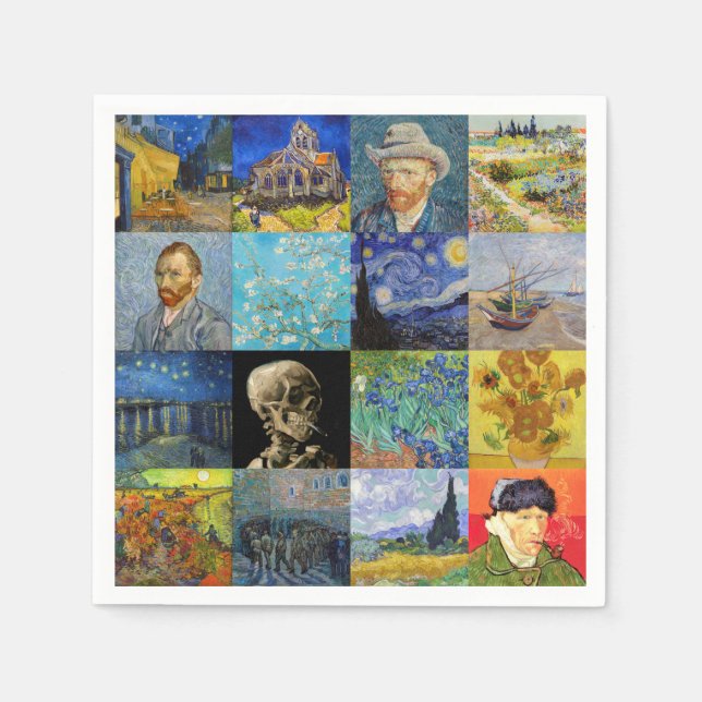 Vincent van Gogh - mästerverk Mosaic Patchwork Pappersservett (Framsidan)