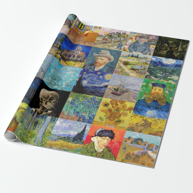 Vincent van Gogh - mästerverk Mosaic Patchwork Presentpapper (Utrullad)
