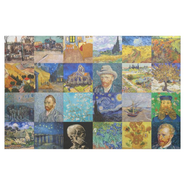 Vincent van Gogh - mästerverk Mosaic Patchwork Tyg (Yard)