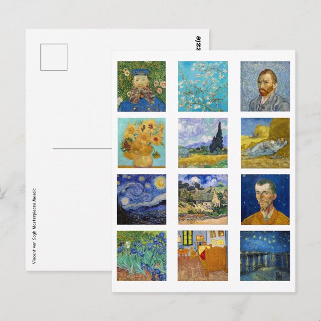 Vincent Van Gogh - mästerverk Mosaic Vykort (Fram/baksida)