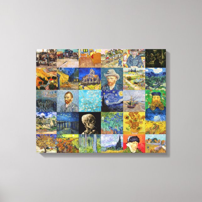 Vincent van Gogh - Mästerverk Mosaikpatchwork Canvastryck (Framsida)