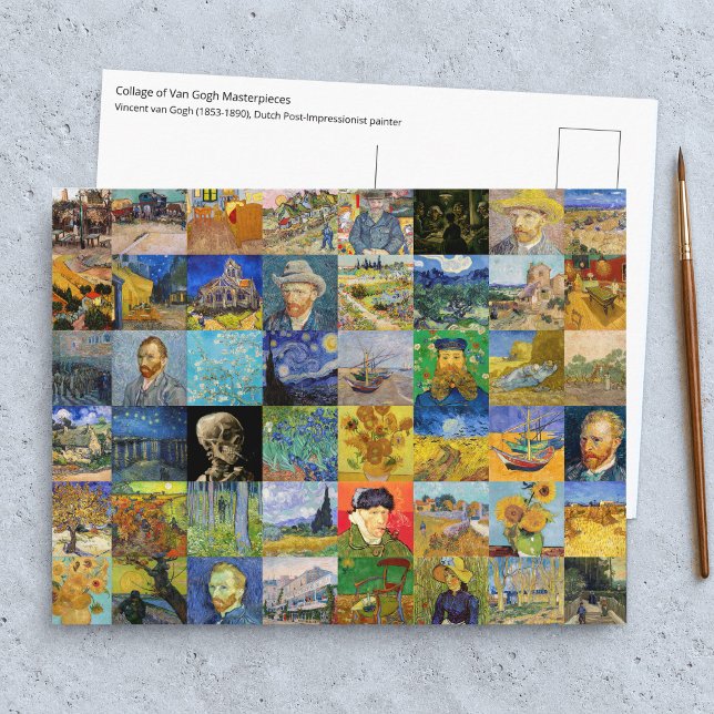 Vincent van Gogh - Mästerverk Mosaikpatchwork Vykort (Skapare uppladdad)