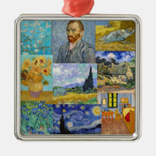 Vincent Van Gogh - mästerverk Patchwork Julgransprydnad Metall