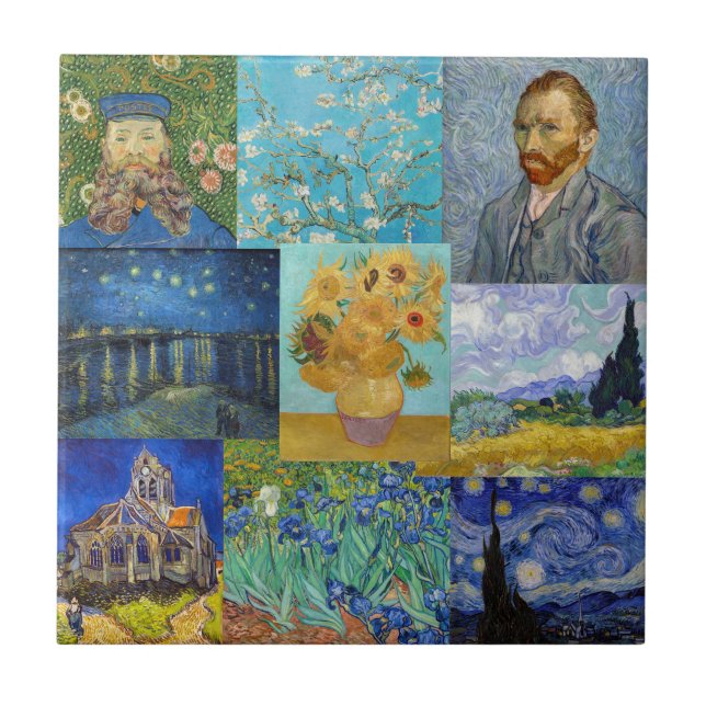 Vincent Van Gogh - mästerverk Patchwork Kakelplatta (Framsidan)