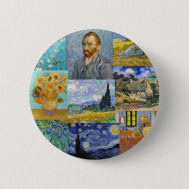 Vincent Van Gogh - mästerverk Patchwork Knapp (Framsida)