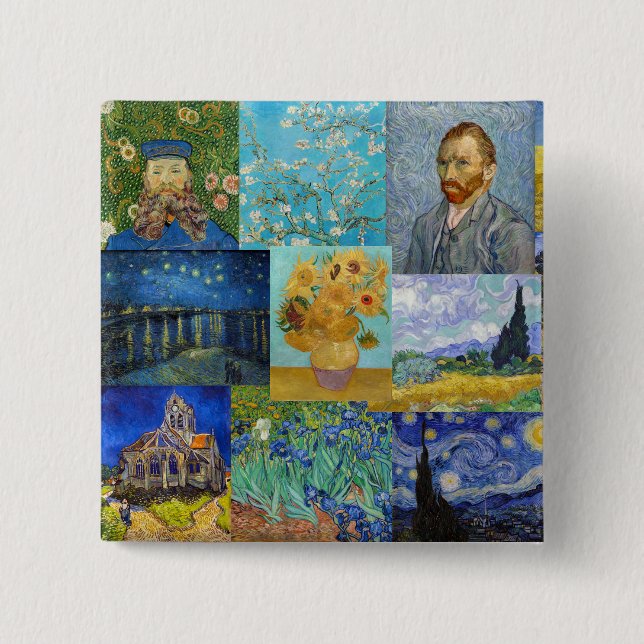 Vincent Van Gogh - mästerverk Patchwork Knapp (Framsida)
