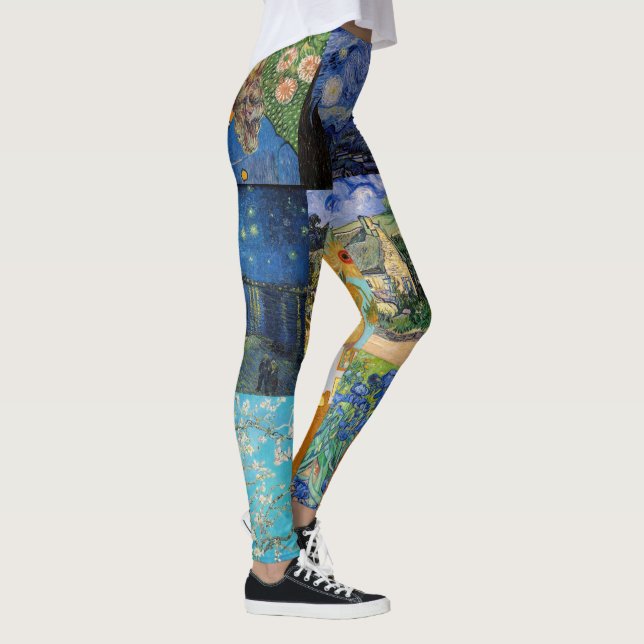 Vincent Van Gogh - mästerverk Patchwork Leggings (Höger)