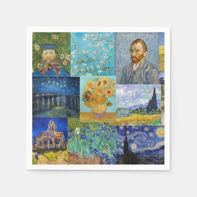 Vincent Van Gogh - mästerverk Patchwork Pappersservett (Framsidan)