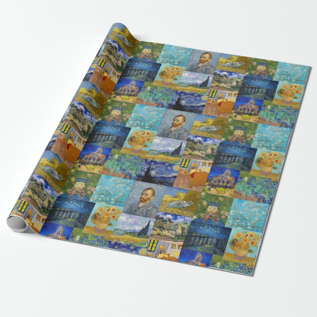 Vincent Van Gogh - mästerverk Patchwork Presentpapper (Utrullad)