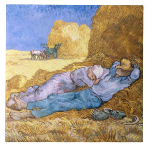 Vincent Van Gogh   middag, siestaen, efter Millet Kakelplatta