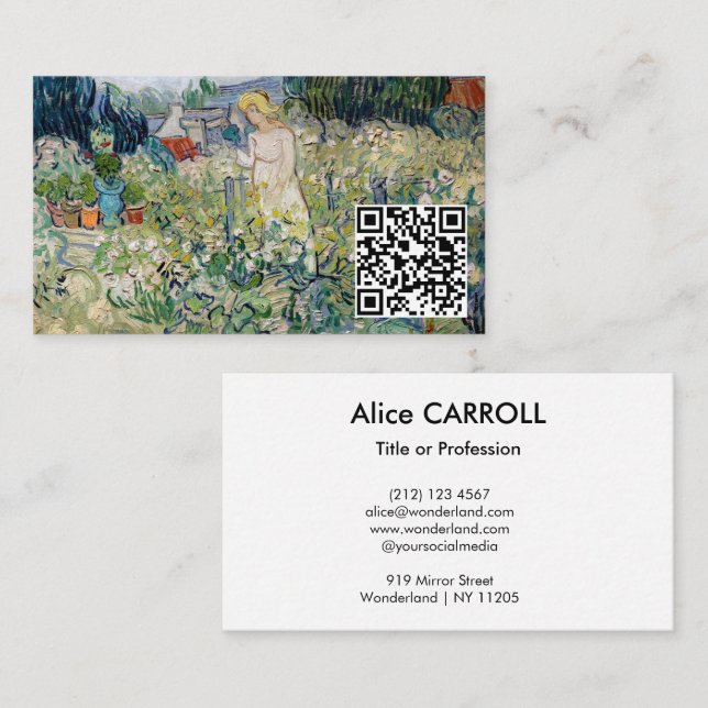 Vincent van Gogh - Miss Gachet Garden - QR-koden Visitkort (Fram/baksida)