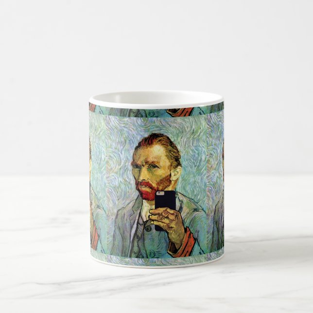 Vincent Van Gogh Mobilselfie Självporträtt Kaffemugg (Center)