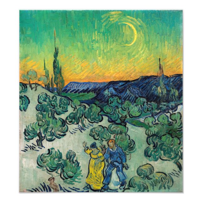 Vincent van Gogh - Moonlit Ligcape med par Fototryck (Framsidan)