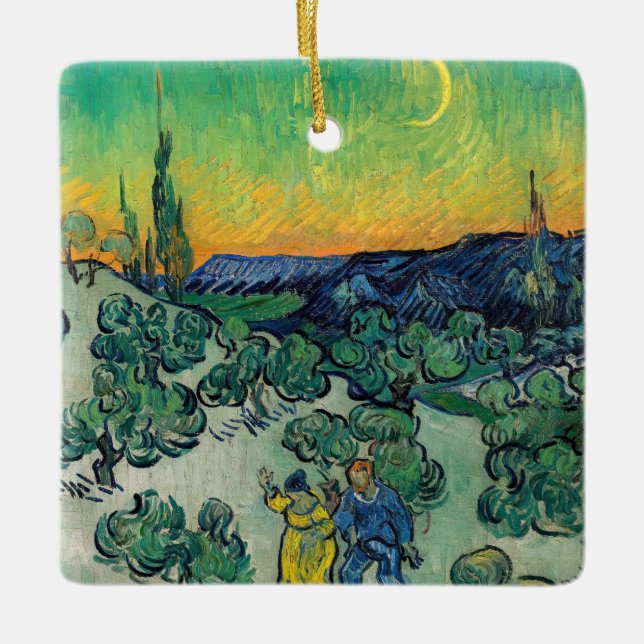 Vincent van Gogh - Moonlit Ligcape med par Julgransprydnad Keramik (Framsida)