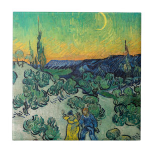 Vincent van Gogh - Moonlit Ligcape med par Kakelplatta