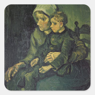 Vincent Van Gogh mor och barn, 1885 Fyrkantigt Klistermärke