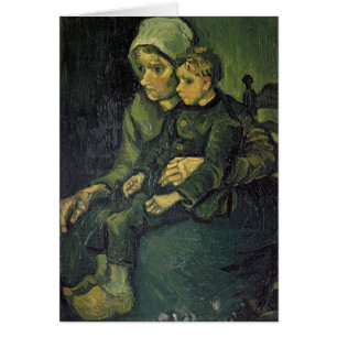 Vincent Van Gogh mor och barn, 1885 Hälsningskort