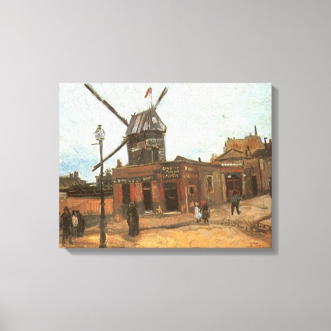 Vincent van Gogh - Moulin de la Galette, Kvarn Canvastryck (Framsida)