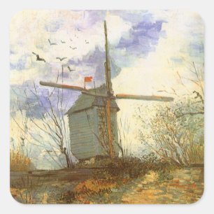 Vincent van Gogh - Moulin de la Galette, Väderkvar Fyrkantigt Klistermärke