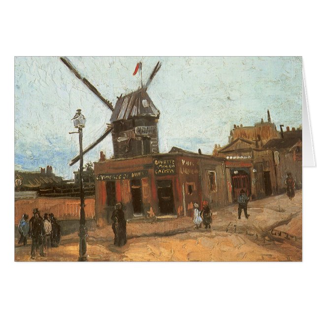 Vincent van Gogh - Moulin de la Galette, Väderkvar Hälsningskort (Framsidan Horizontal)