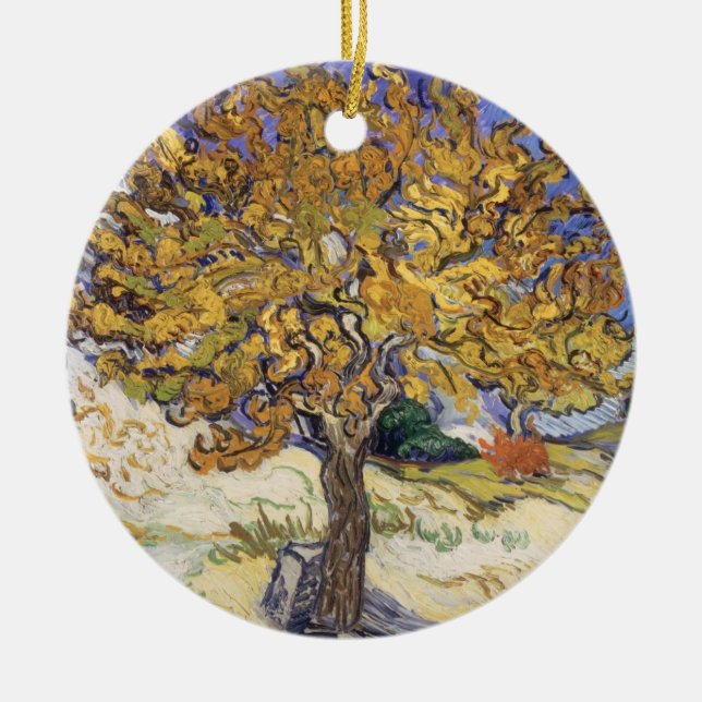 Vincent Van Gogh | mullbärsträdträd, 1889 Julgransprydnad Keramik (Framsidan)
