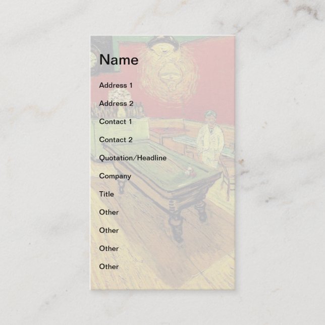 Vincent Van Gogh - Nattkaféet Fine Art Visitkort (Framsida)