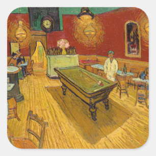Vincent van Gogh - Nattkaféet Fyrkantigt Klistermärke