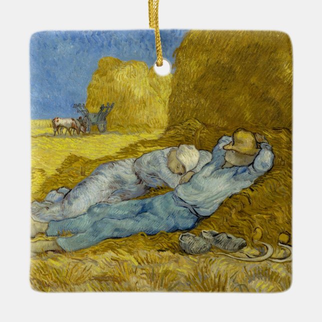 Vincent Van Gogh - Noon, rest från arbetet / Siest Julgransprydnad Keramik (Framsida)