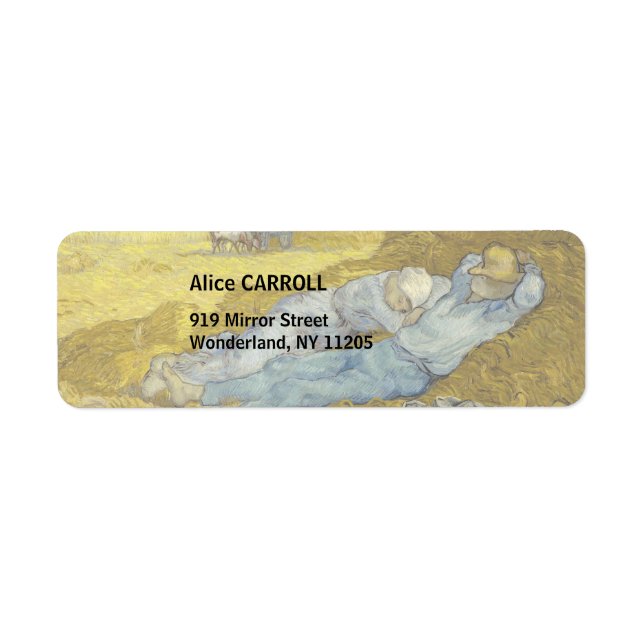 Vincent Van Gogh - Noon, rest från arbetet / Siest Returadress Etikett (Framsidan)