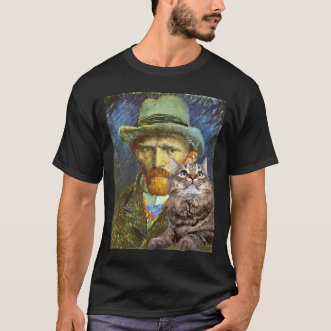 Vincent Van Gogh och hans katt Tee Shirt (Framsida)
