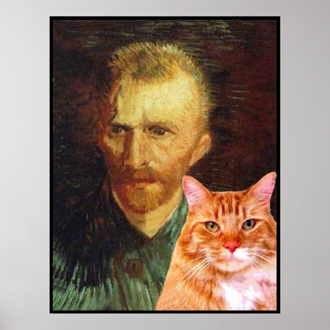 Vincent van Gogh och hans röda tabby katt Poster (Framsidan)