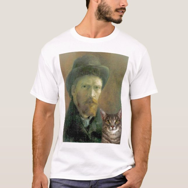 Vincent Van Gogh och hans tabby katt T Shirt (Framsida)