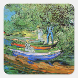 Vincent van Gogh - Oisebankarna vid Auvers Fyrkantigt Klistermärke