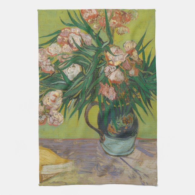 Vincent Van Gogh Oleander blom målning Kökshandduk (Vertikal)