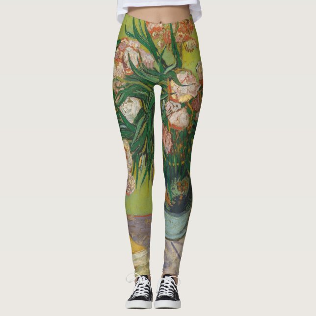 Vincent Van Gogh Oleander blom målning Leggings (Framsida)