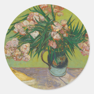 Vincent Van Gogh Oleander blom målning Runt Klistermärke