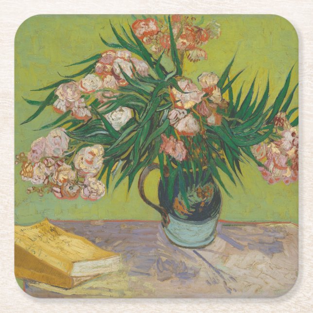 Vincent Van Gogh Oleander blom målning Underlägg Papper Kvadrat (Framsidan)